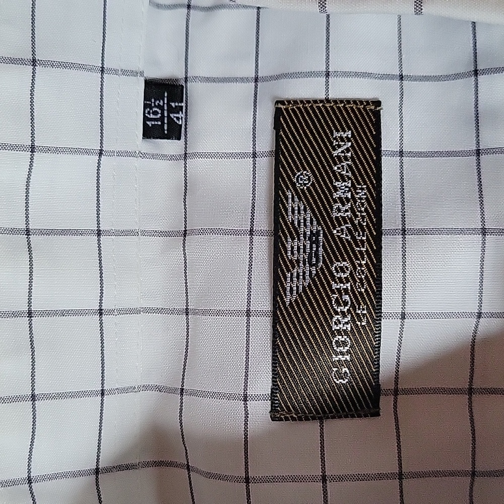 Giorgio Armani Le Collezioni button down dress shirt, black/white check, sz 16.5 - Picture 2 of 10